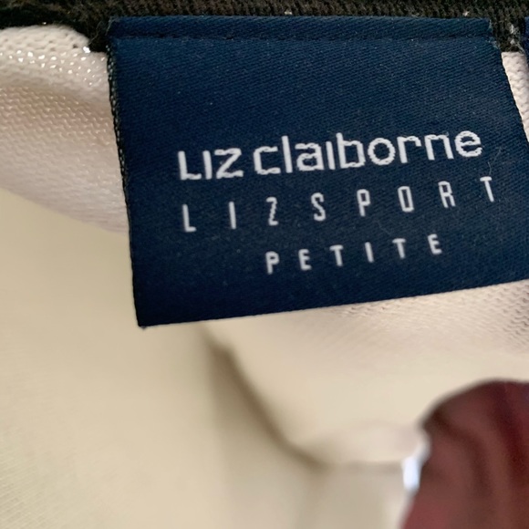 Vintage Liz Claiborne cotton Knit Top & Cardigan Set Cream white & black trim L - Picture 4 of 7